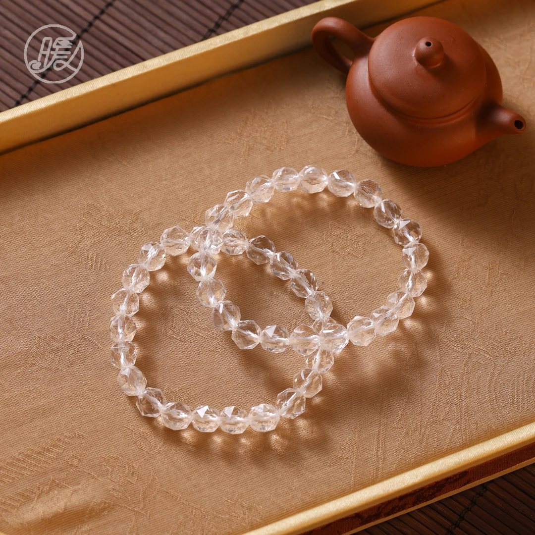 天然素圈切面白水晶手串7mm手链C2368多样性发一