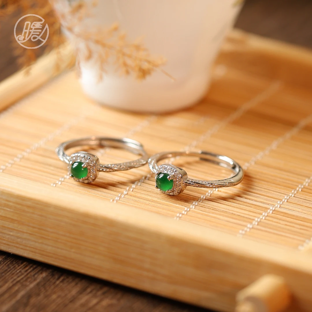 Nuanyan/暖言翡翠方形开口戒戒指Z2478多样性发一