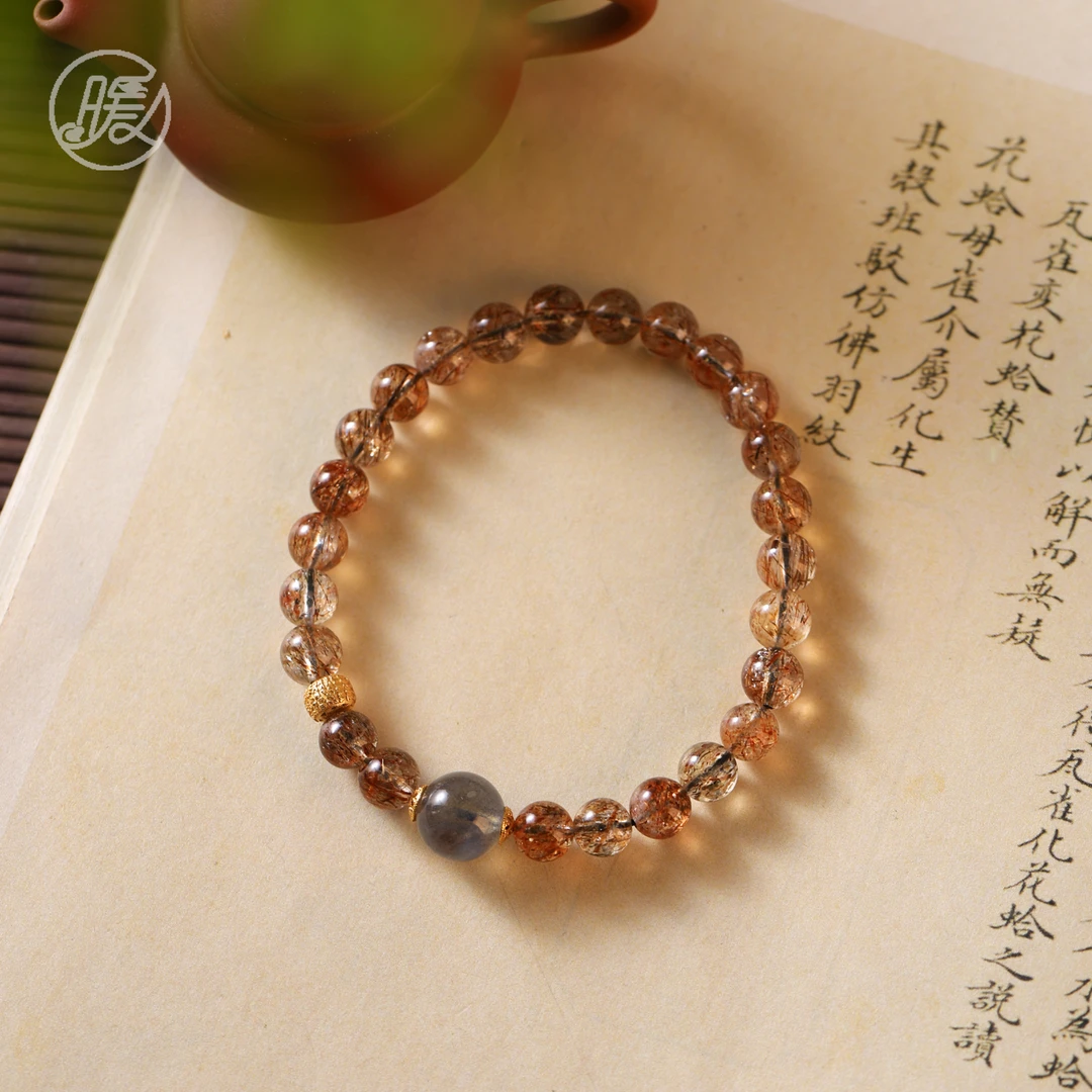 单圈发晶水晶手串6mm搭长石路路通五条经配件手链F4578多样性发一