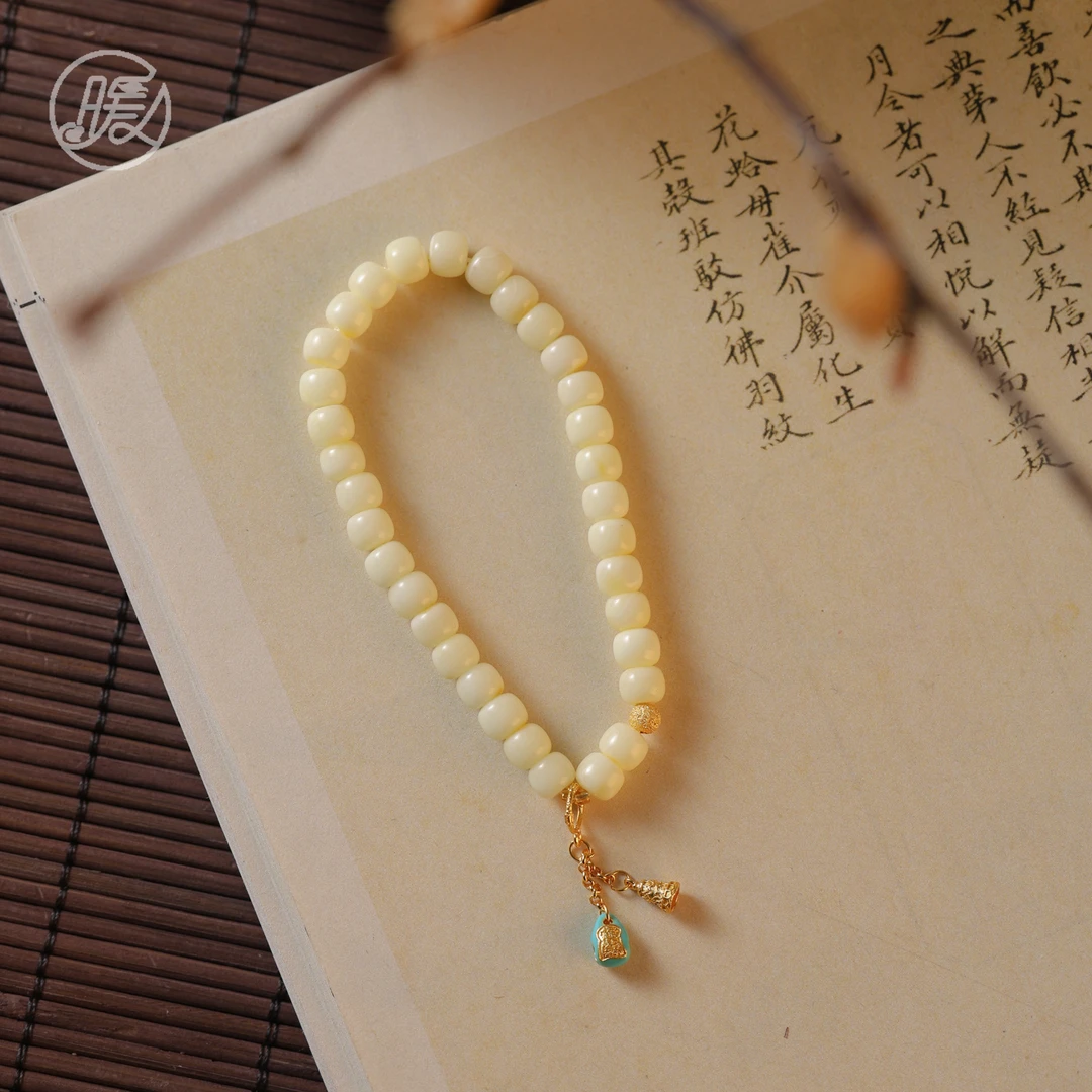 单圈老型珠蜜蜡手串搭配铃铛流苏吊坠手链E6251多样性发一