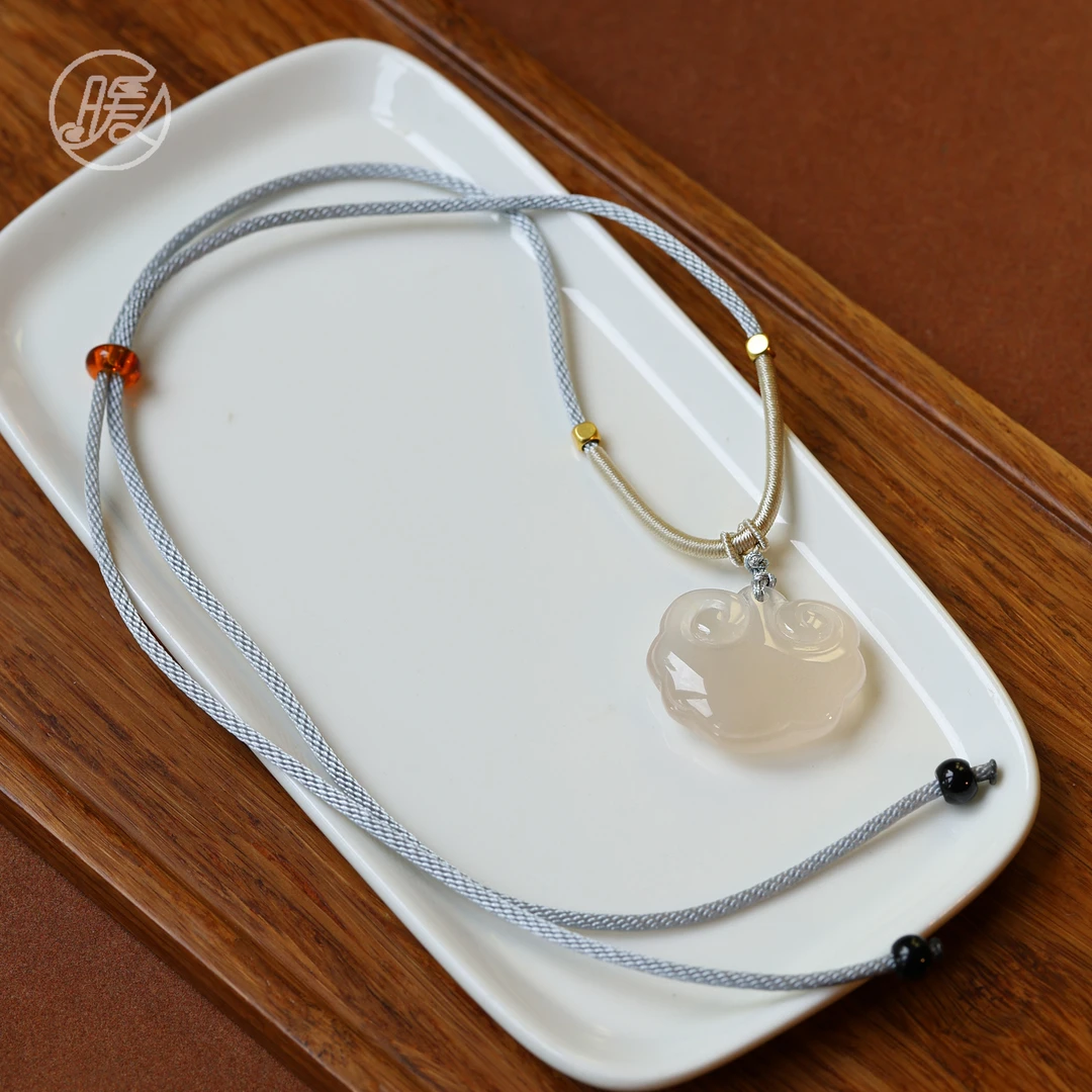 天然玉髓颈饰如意锁吊坠编绳项链Z2197多样性发颜色微差