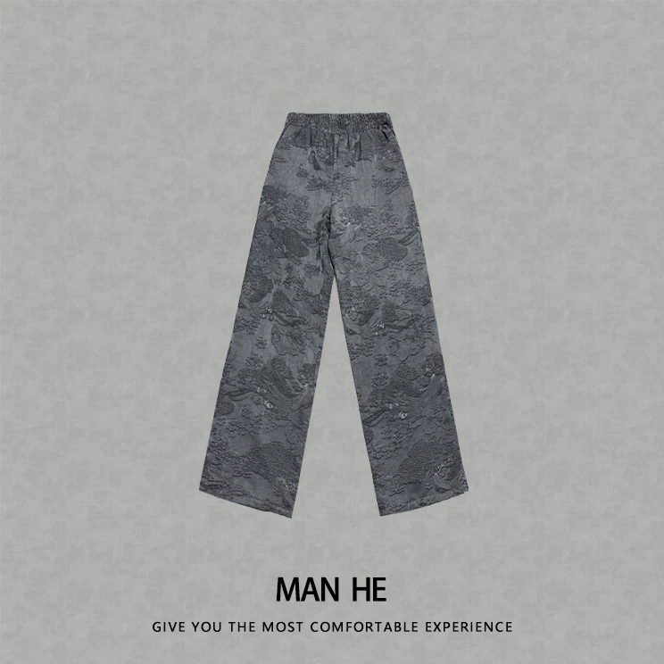 『凤隐浮雕提花加棉直筒裤』满赫出品24428