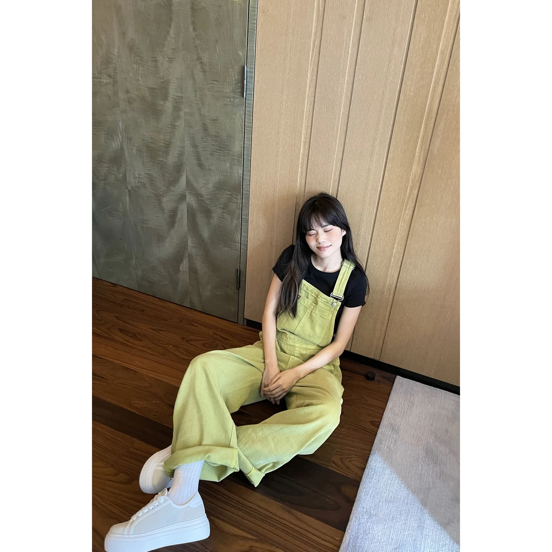 井迪儿【一支秋】~100%棉宽松可爱休闲百搭工装高腰阔腿背带裤