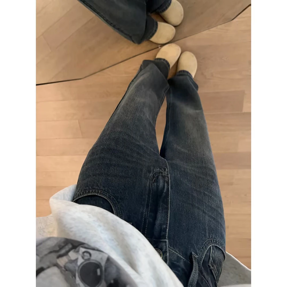 【王家有鱼】秋季新款高腰阔腿牛仔裤女秋新款裤子百搭窄版阔腿裤