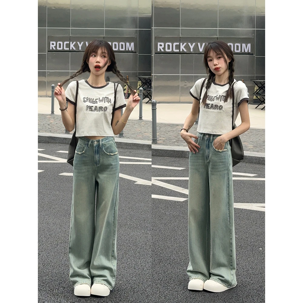 王家有鱼【薄荷曼波】2025年夏季小个子阔腿裤复古小众设计夏日显瘦