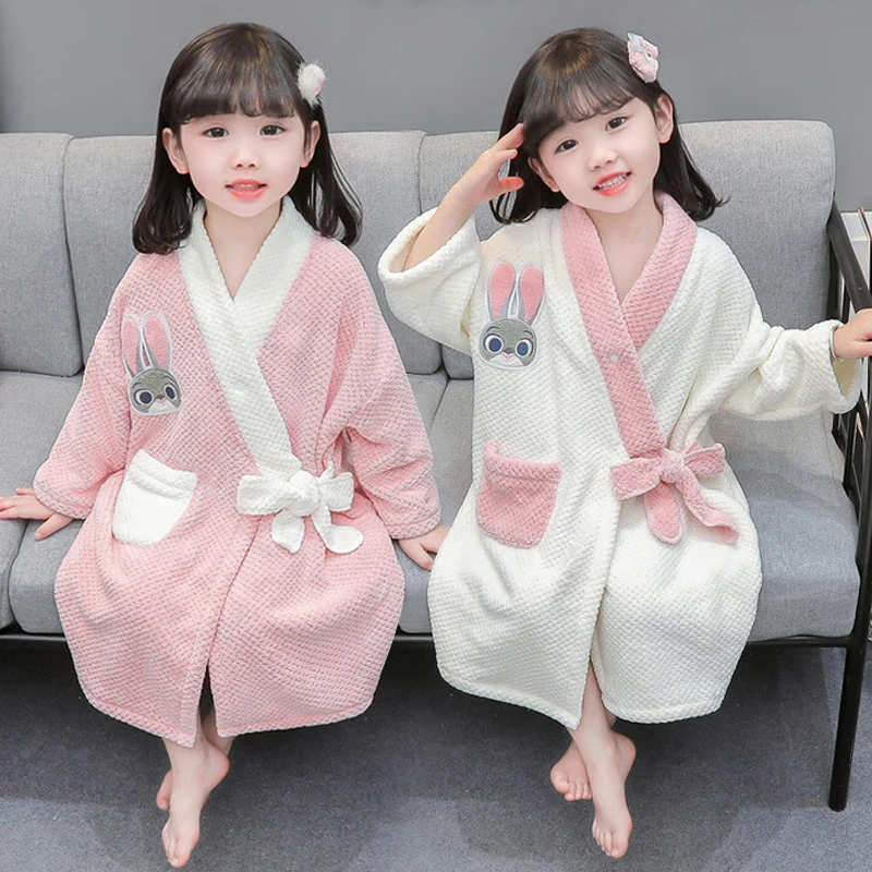 儿童浴袍秋冬法兰绒加厚女孩睡裙家居服宝宝睡袍冬季婴儿女童睡衣