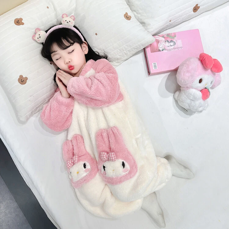 女童连体睡衣法兰绒冬季双层加绒加厚儿童婴儿宝宝防踢被保暖睡袋