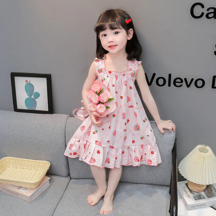 小女孩公主风睡衣夏季薄款女童洋气吊带睡裙宝宝家居服儿童空调服