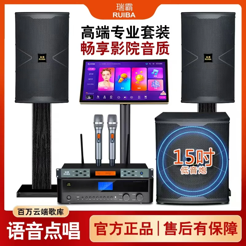 瑞霸专业12寸家庭KTV音响套餐全频音箱智能语音卡拉ok高品质音响