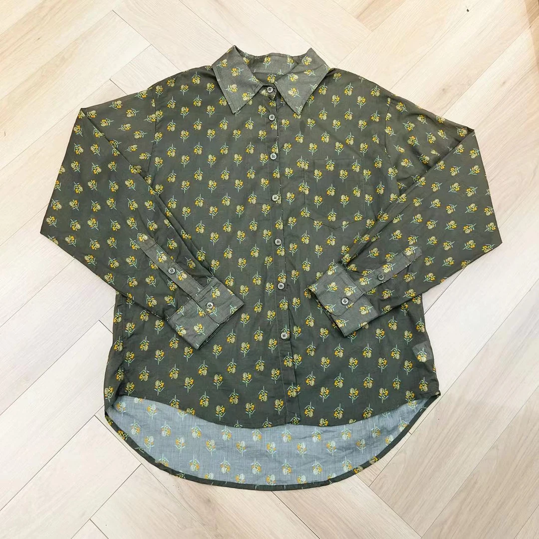 【秀秀新品】 早秋新品田园文艺碎花棉质衬衣#
