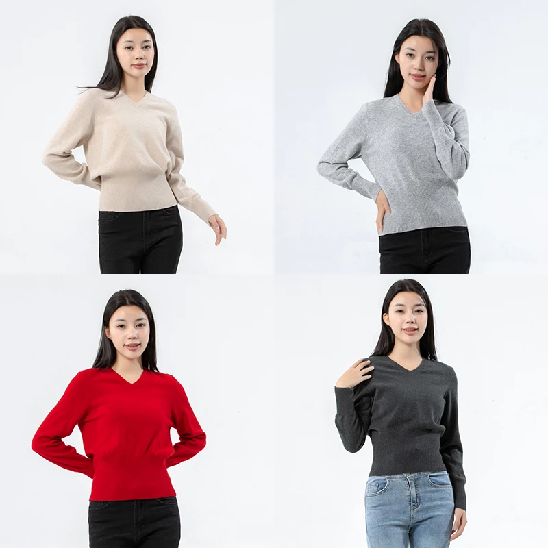 YD95多款女士春秋毛衣 长袖套头V领休闲上衣