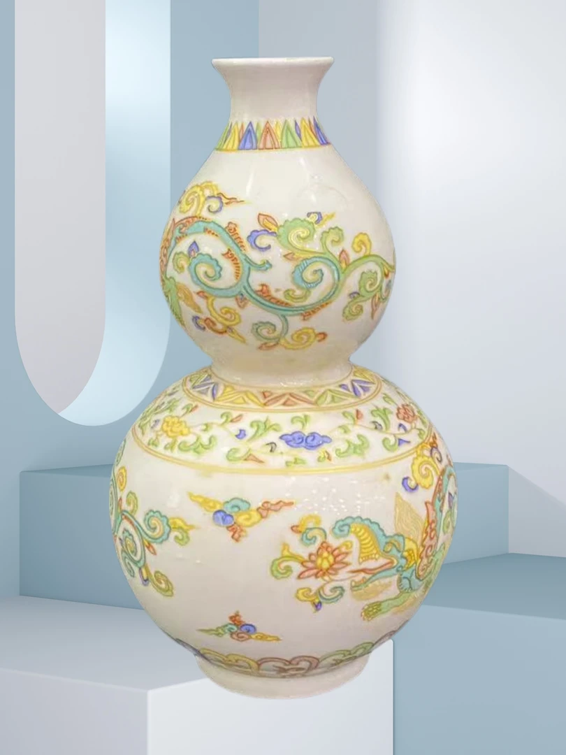 AC26当代摆件粉彩陶瓷赏瓶