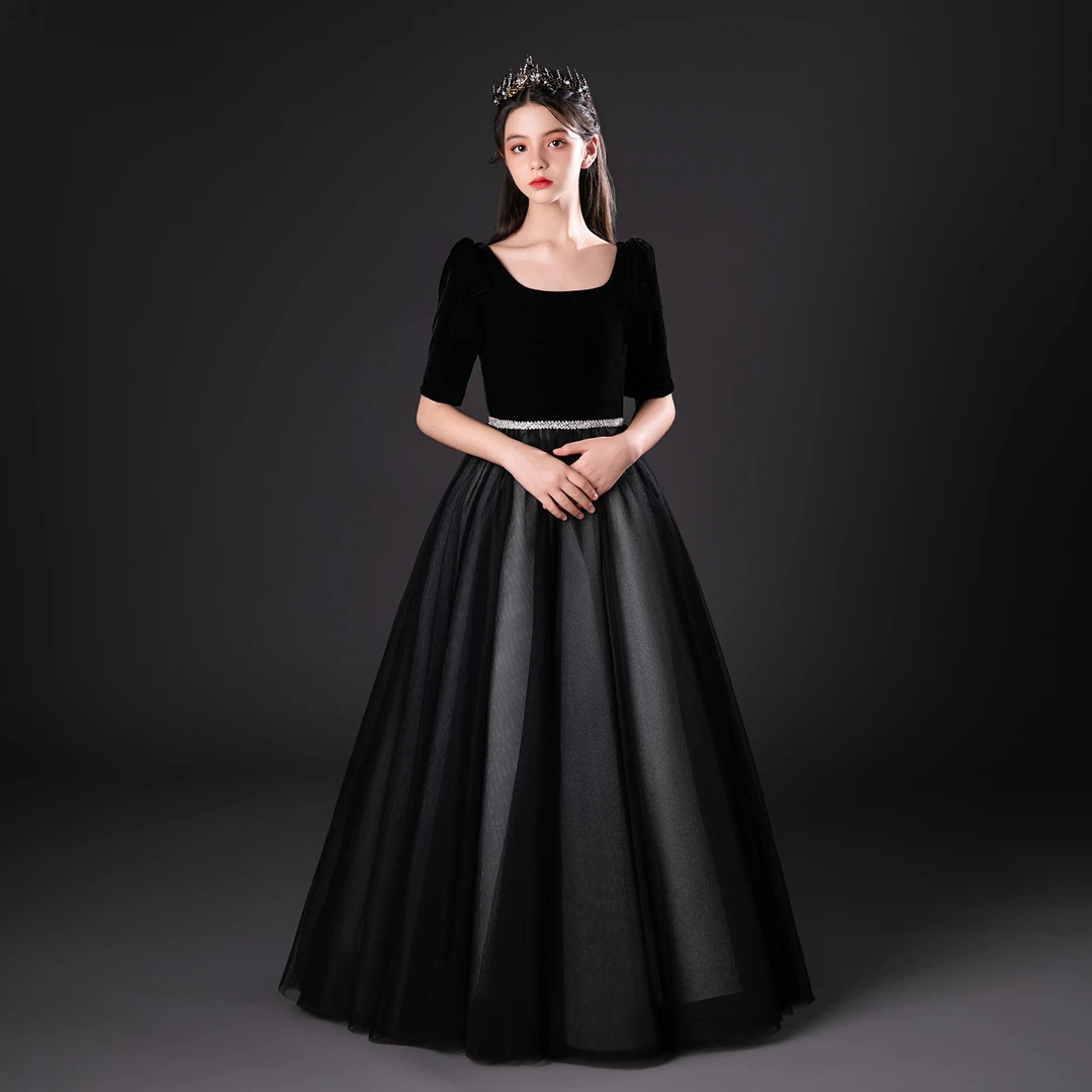 女童公主裙大童钢琴演奏礼服小提琴高端小众轻奢洋气主持人演出服