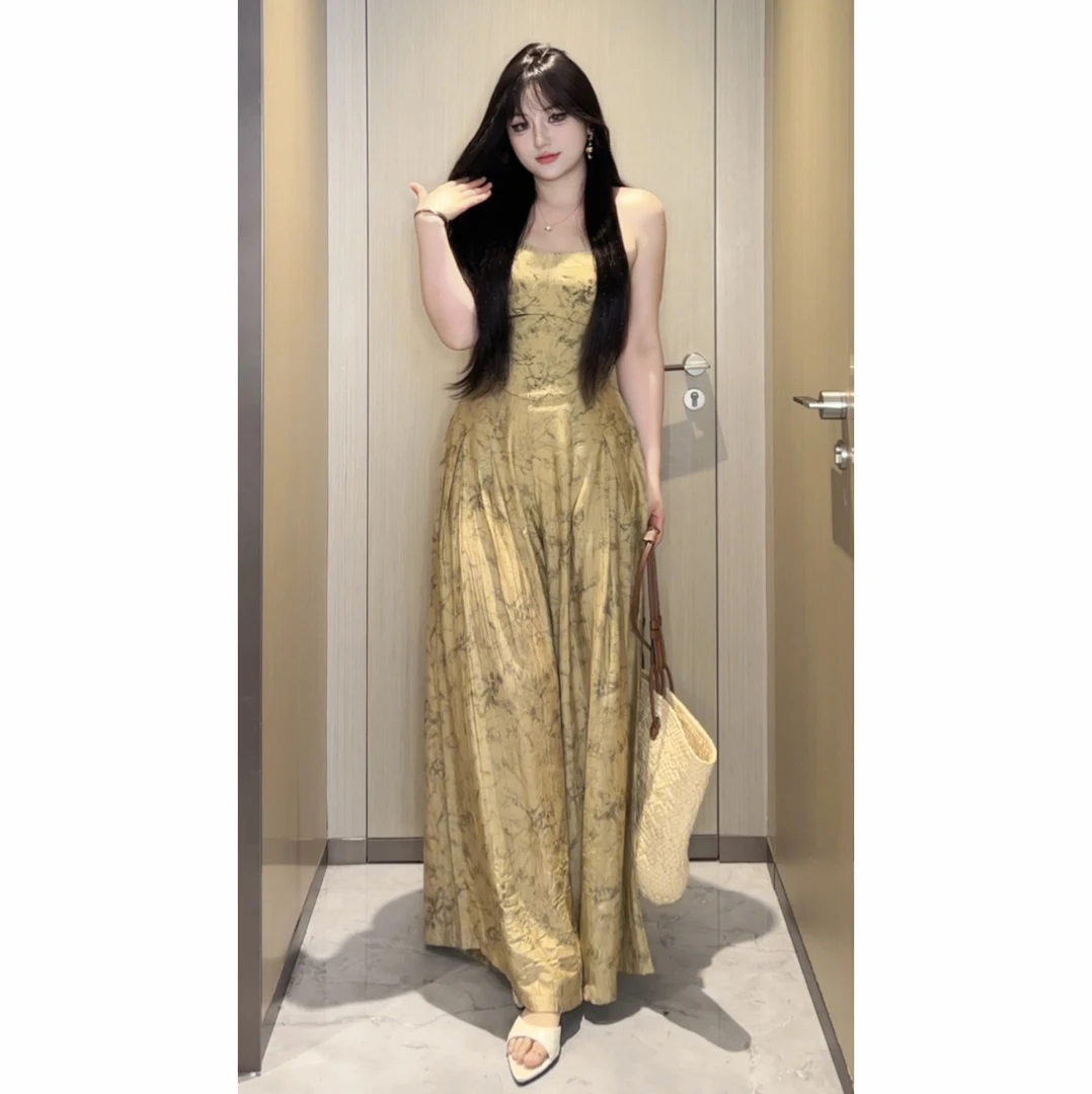 Lanlan-【芭蕾盛夏】新中式印花无袖上衣气质显瘦收腰裤子两件套