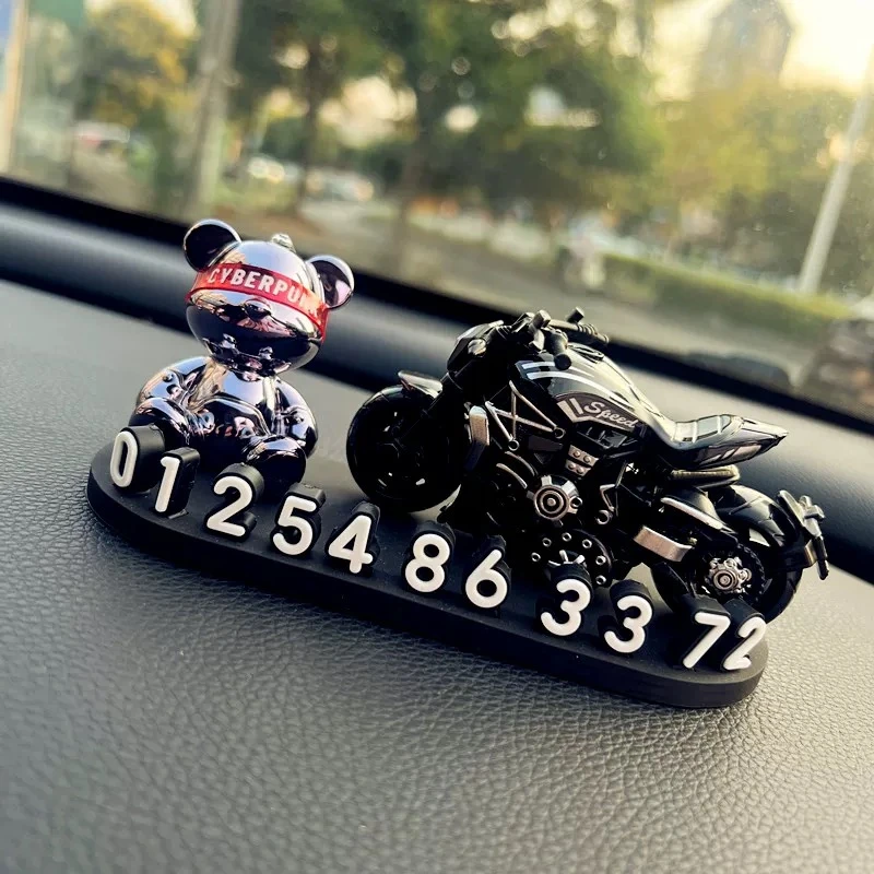 镀金小熊临时停车号码牌高级车载创意摆件男士挪车电话牌女生可爱