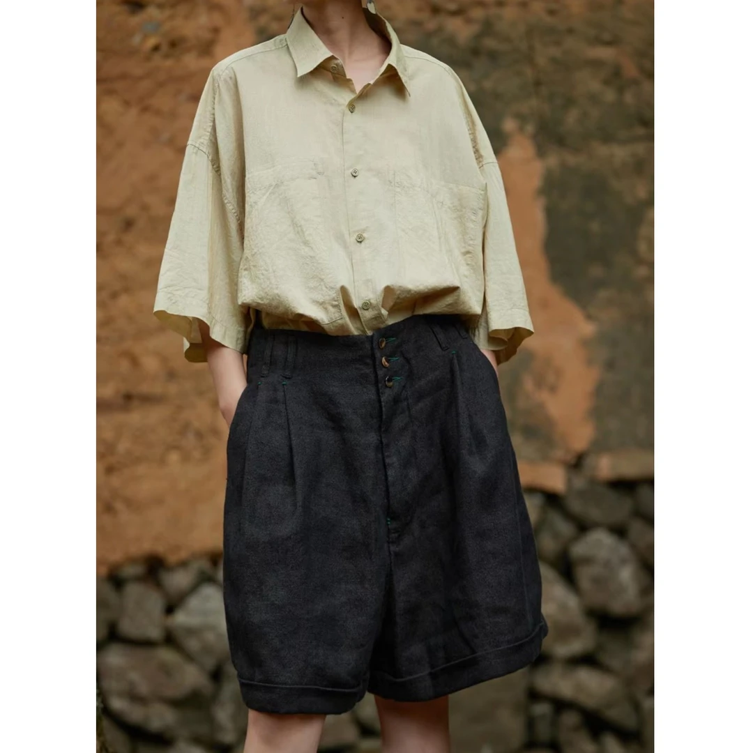 左岸迷香日系韩版高腰短裤阔腿3037