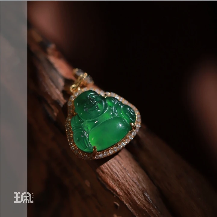 希尧|翡翠*吊坠不含链*18k金镶嵌QB23081120多样性发其一