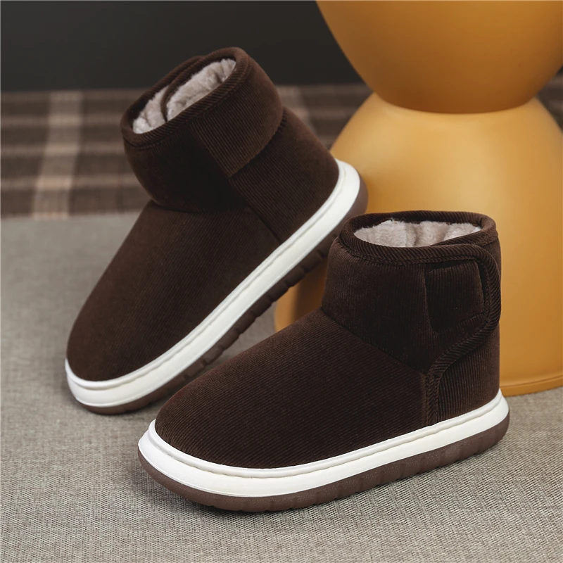冬季中老年人男士加厚绒保暖高包跟棉拖鞋女居家外穿防滑厚底棉鞋