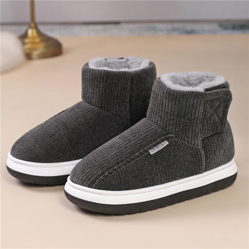 冬季中老年人加绒加厚保暖防滑厚底居家外穿包跟棉拖鞋男女款棉鞋