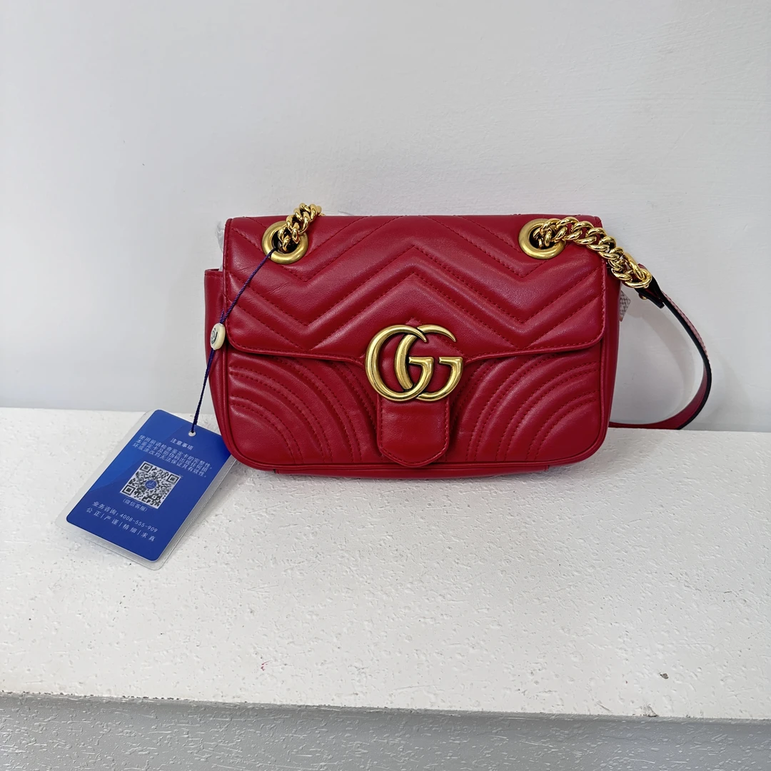 95新 GUCCI/GUCCI 优购奢品/Gucci马梦26红金斜挎包/
