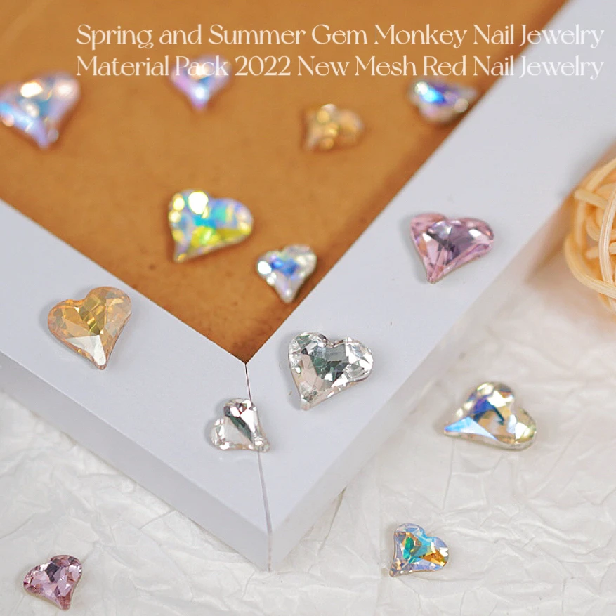 网红爱心尖底异形歪心钻超闪美甲钻心奢华水晶K9大钻指尖美甲饰品