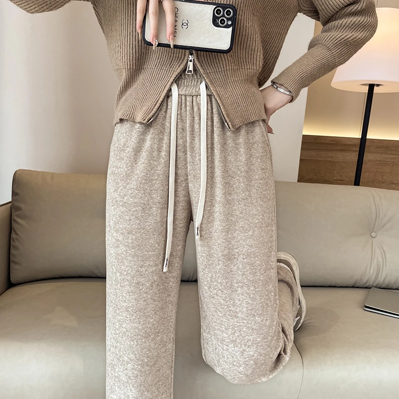 秋冬窄版高腰百搭宽松时尚显瘦气质中高腰垂感小个子直筒阔腿裤