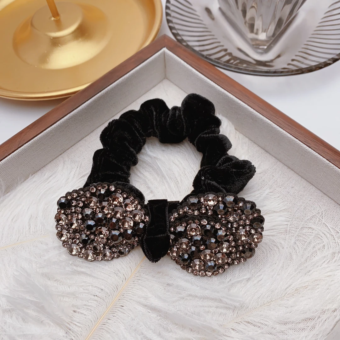 日韩甜美满钻蝴蝶结发圈发绳通用