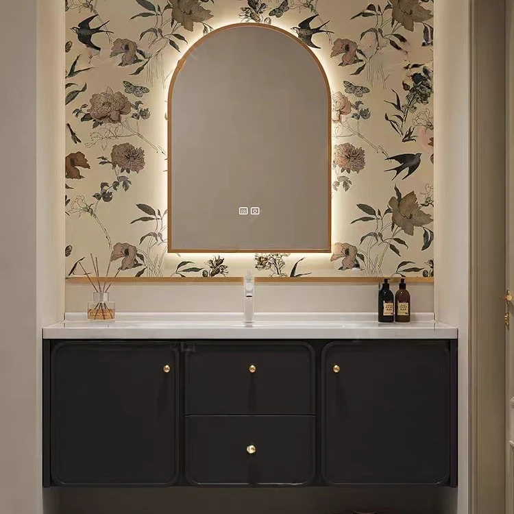 美法式智能浴室柜现代轻奢洗手池洗脸盆柜复古洗手台盆柜组合