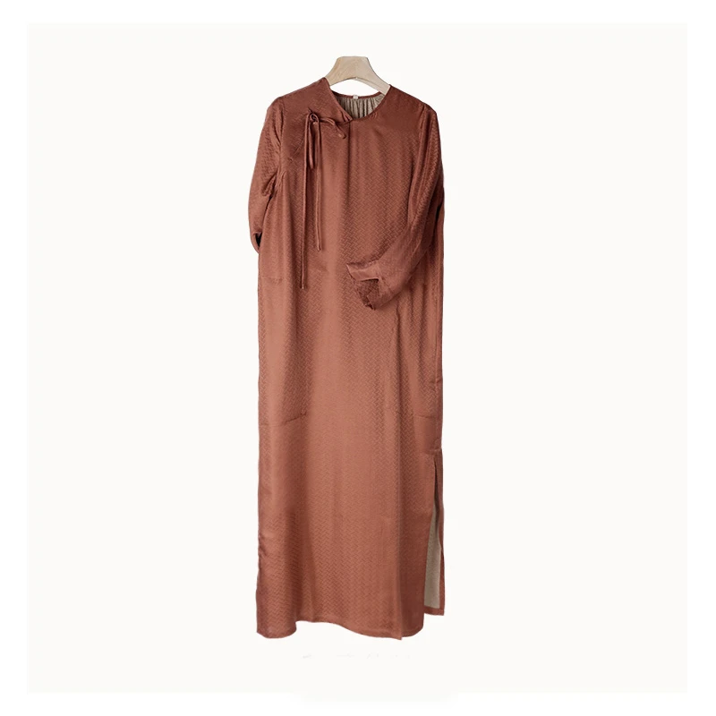 直播款--【北觅】非遗香云纱国风高端女装新宋锦中式设计师款连衣裙