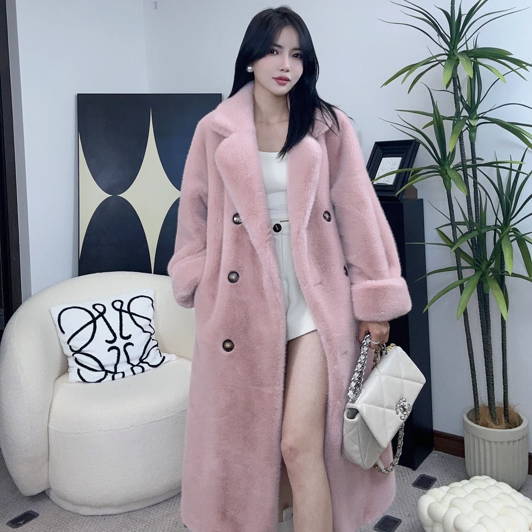 【球球专属】加绒加厚宽松保暖百搭女士长款气质风衣网红毛毛外套