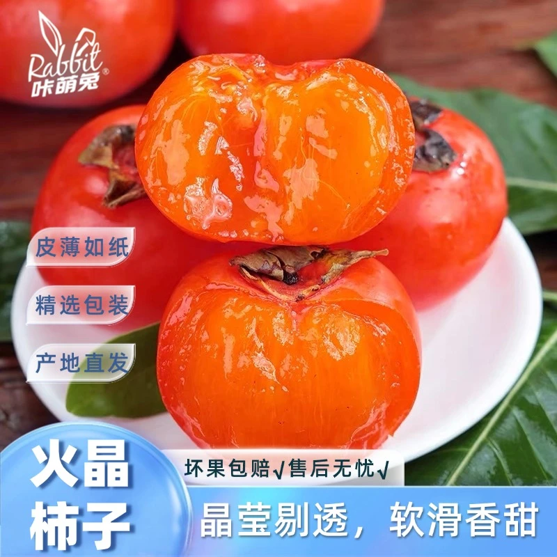 【咔萌兔】火晶柿子晶莹剔透软滑香甜现摘现发单果60g+到手24-30枚