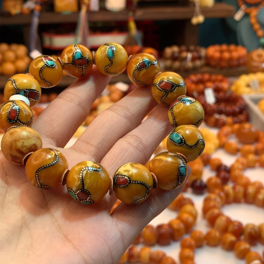 【闪购商品】琥珀手链未镶嵌摩***卡蜜蜡