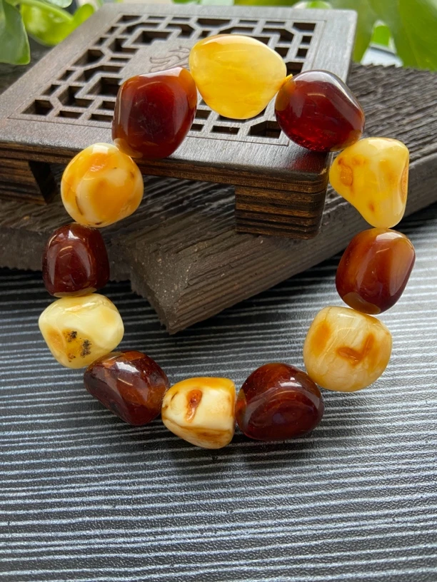 天然俄罗斯瓷白原皮随型个性手串