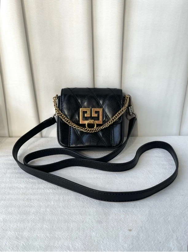 99新 Givenchy/纪梵希 黑色mini小方包腰包手提单肩斜挎包