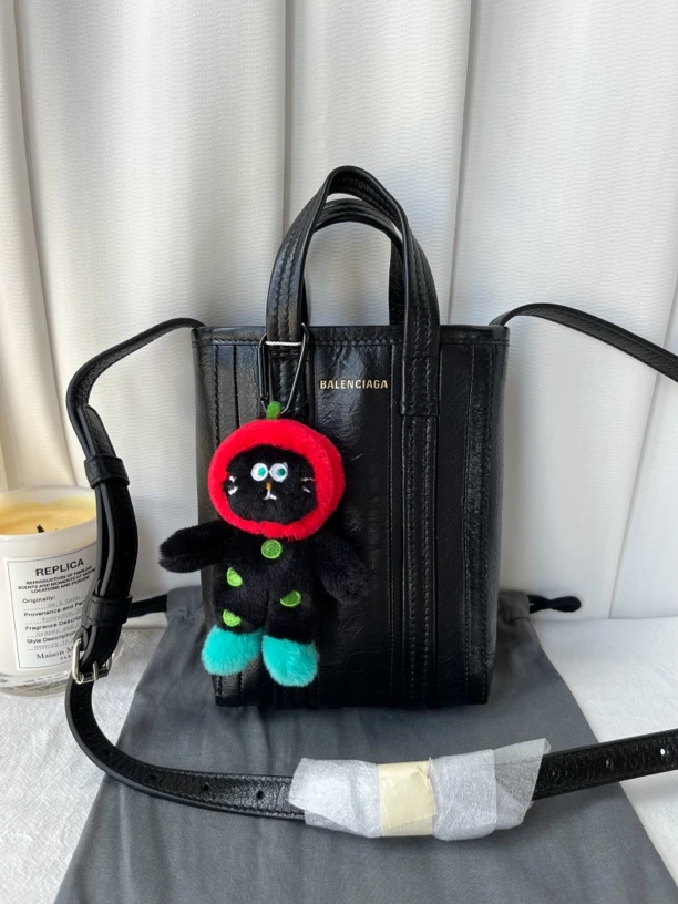 99新 Balenciaga/巴黎世家 黑色迷你托特包手机包手提单肩斜挎包