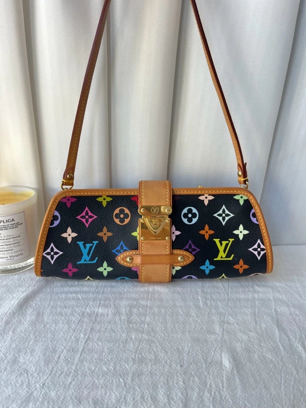 95新 LouisVuitton/路易威登 LV全原黑三彩晚宴腋下包单肩包