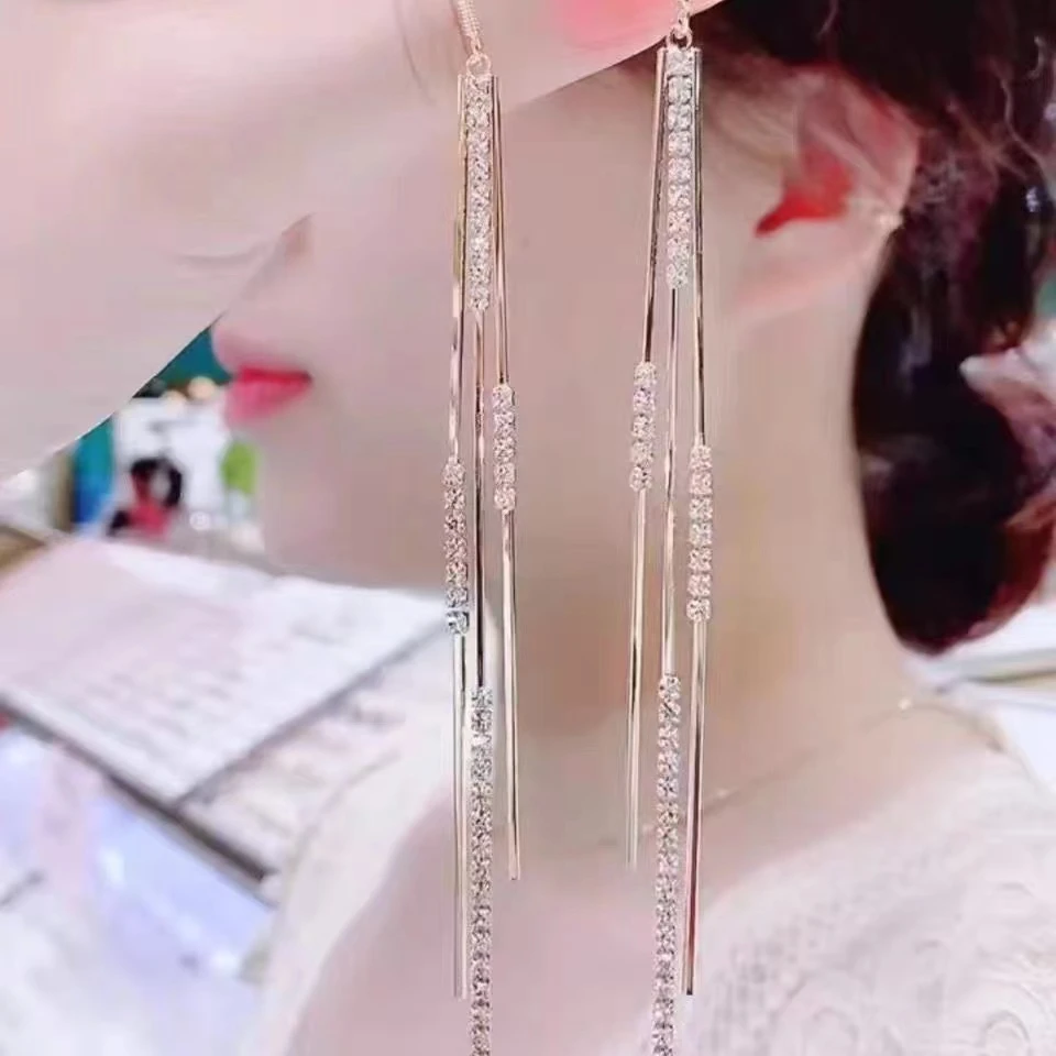 恣睢 锌合金耳饰 R131简约气质百搭长款川子流苏挂钩耳环