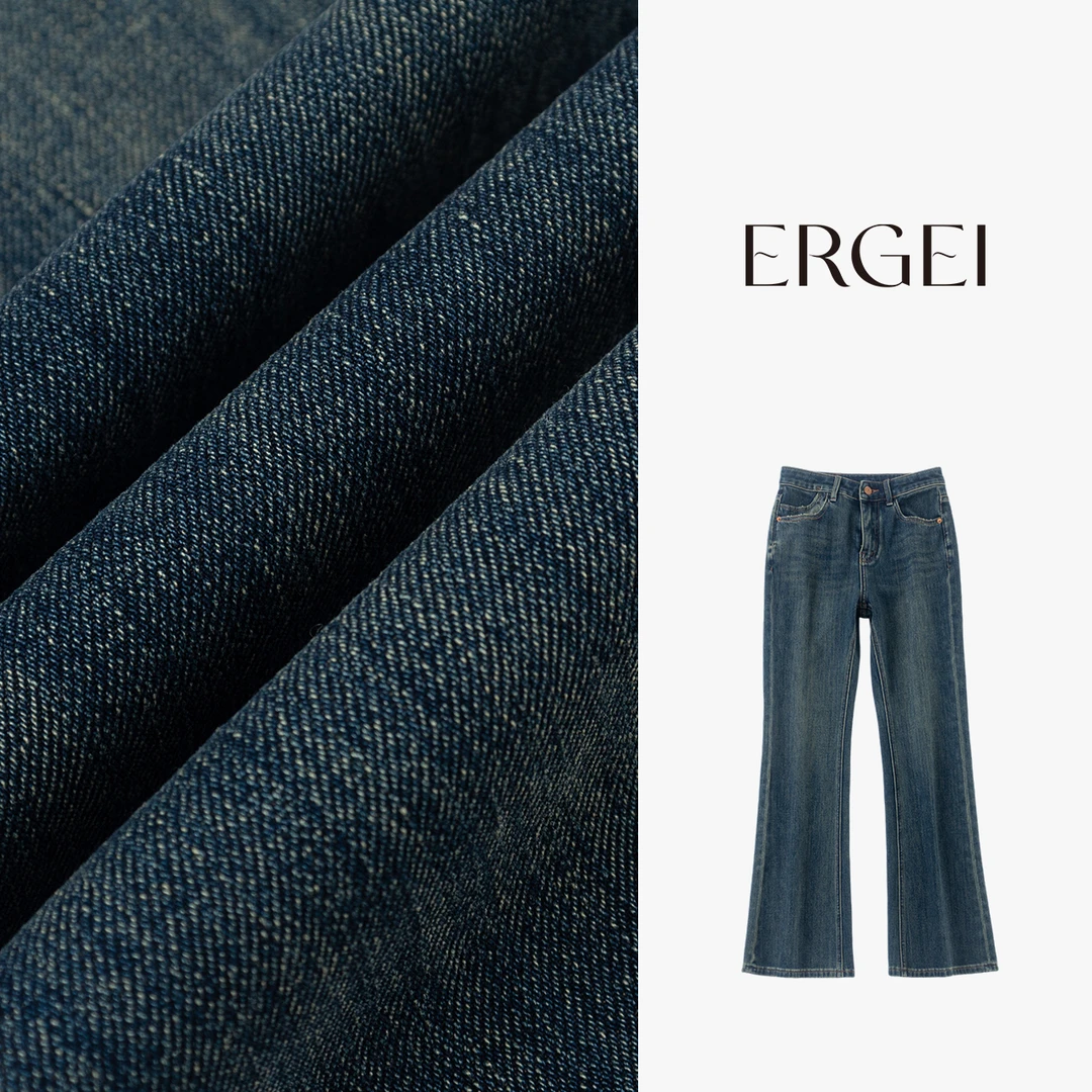 尔给秋冬新品喇叭牛仔裤显瘦高腰修身流浪丹宁