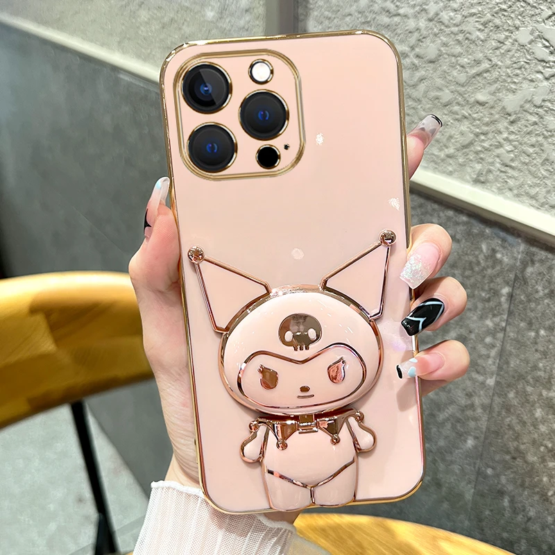 【苹果/华为/oppo/vivo/小米】库多米镜子支架电镀硅胶手机壳女款