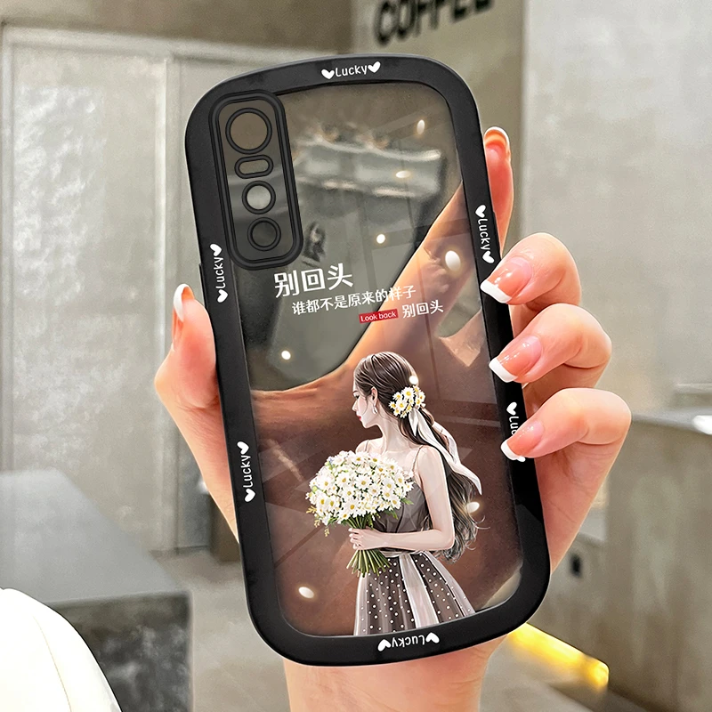 适用vivoy73s手机壳y73s透明硅胶别回头软壳全包防摔创意女新款