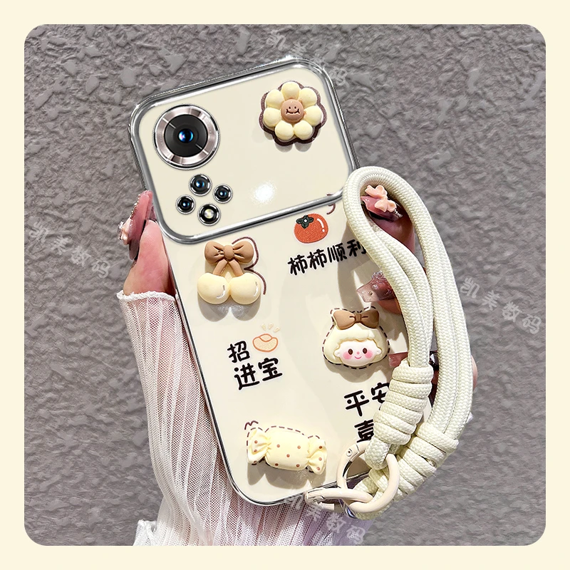 适用华为hi nova9手机壳nova9pro柿柿顺利大视窗电镀女款可爱防摔