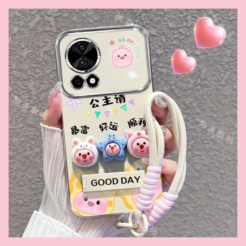 适用华为nova13手机壳露比公主大视窗折叠支架防摔套女款卡通可爱