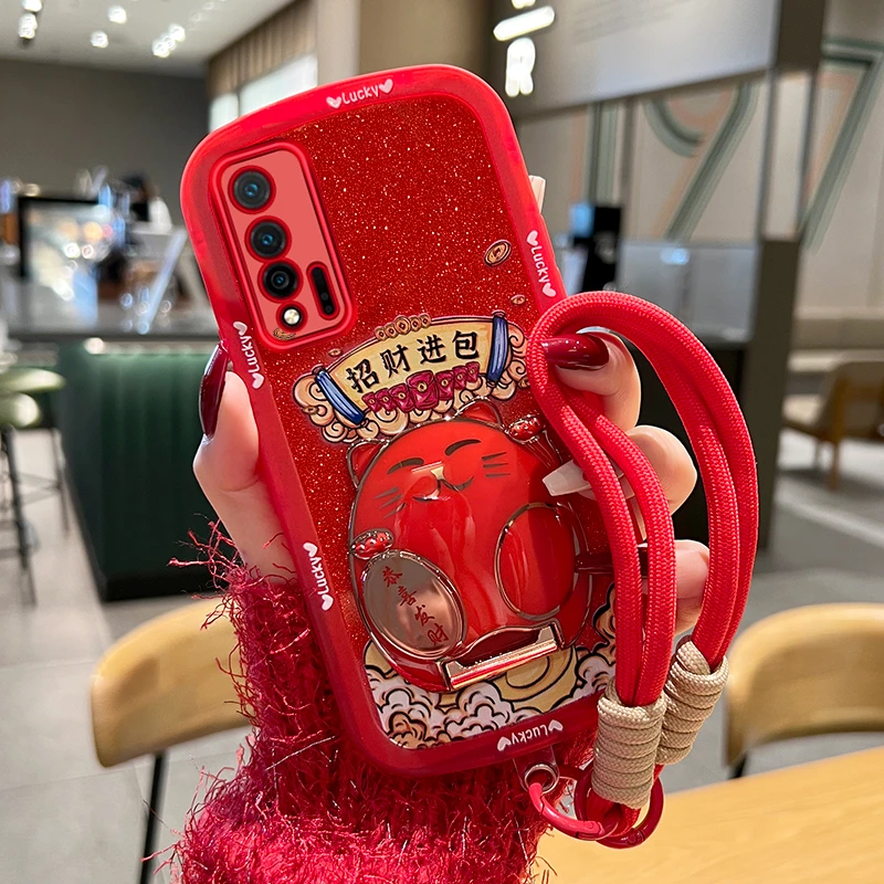 适用荣耀20pro手机壳国潮猫咪透明硅胶创意支架防摔软壳女新年款