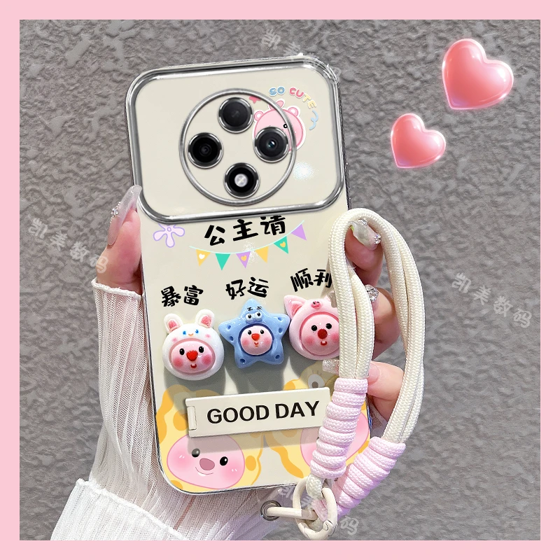 适用oppoa3手机壳露比公主大视窗折叠支架防摔保护套女款卡通可爱