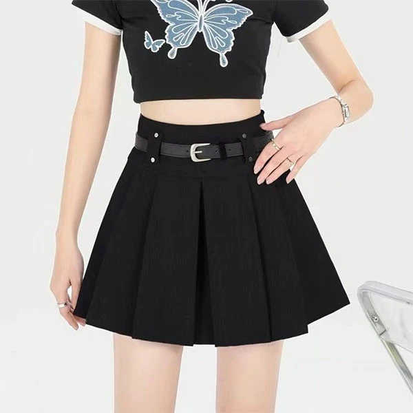 西装百褶裙夏季2025新款高腰显瘦A字裙防走光半身裙甜美百搭短裙