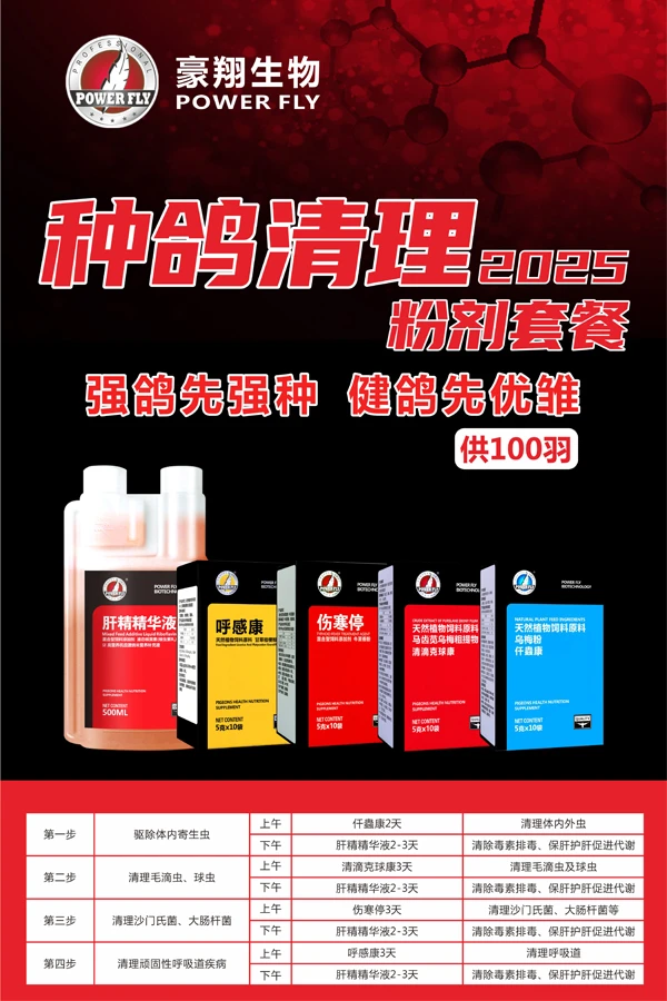 豪翔种鸽调理套装组合赛信鸽子配对基础清理可调理100羽鸽子套餐