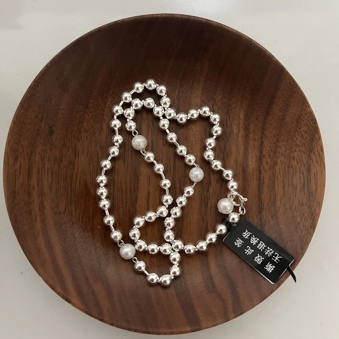 链子925银 X1723 简韩新款银珠珠珠项链气质轻奢时尚百搭小众