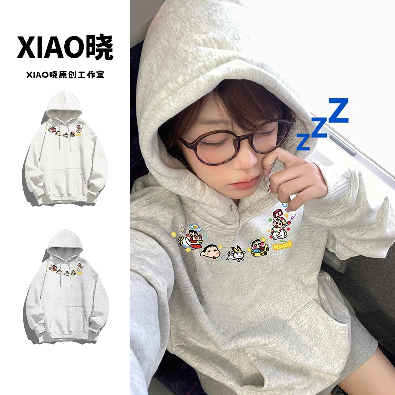 秋冬季新款百搭休闲连帽重磅趣味动漫印花长袖小众卫衣#T013904