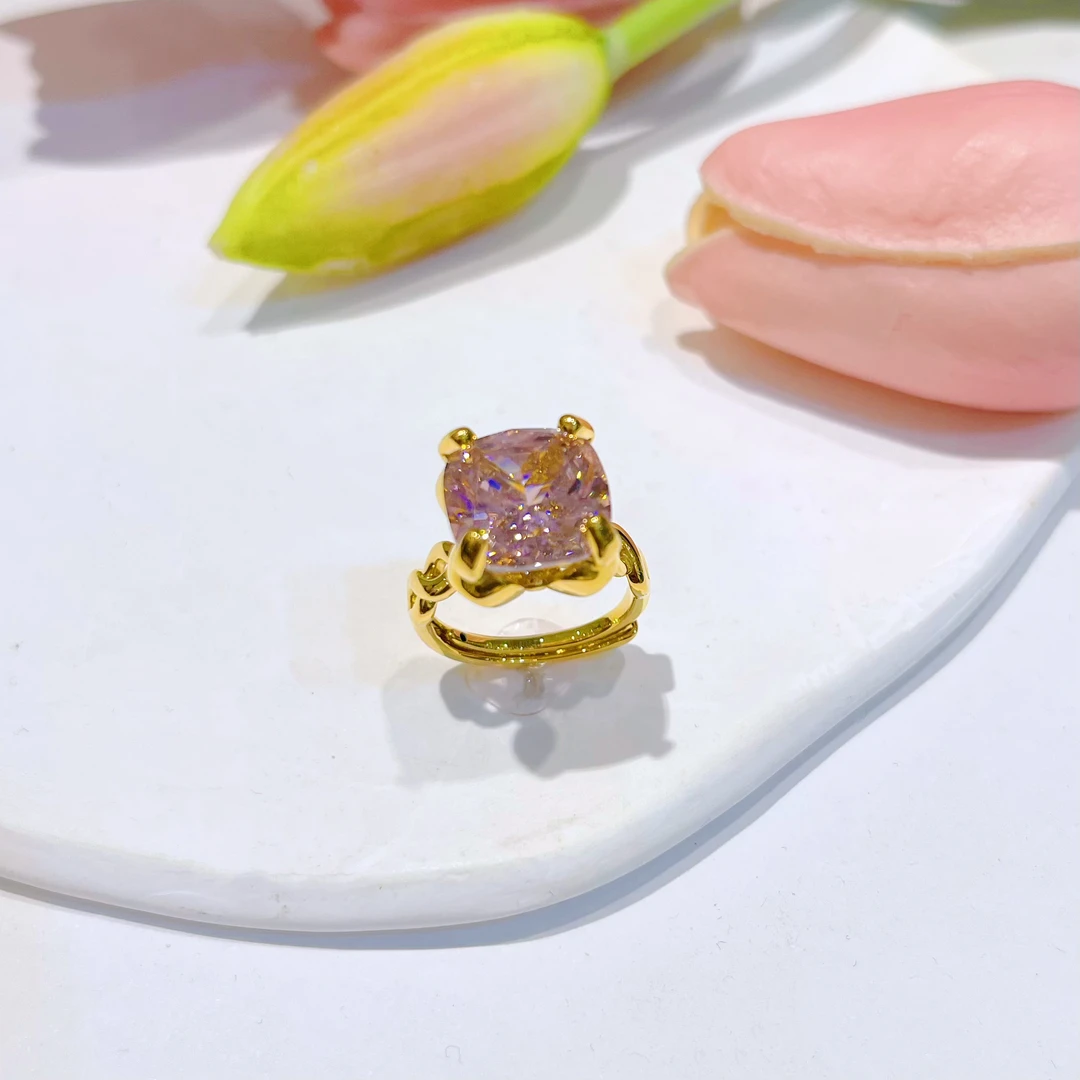 足金麻花方糖戒指5D黄金