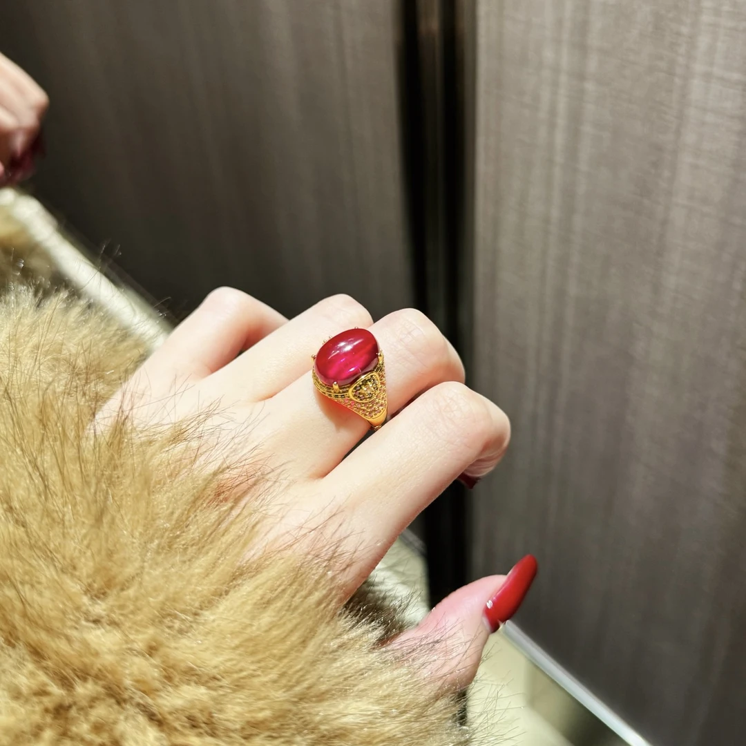 足金古韵绮梦戒指时尚5D黄金戒指